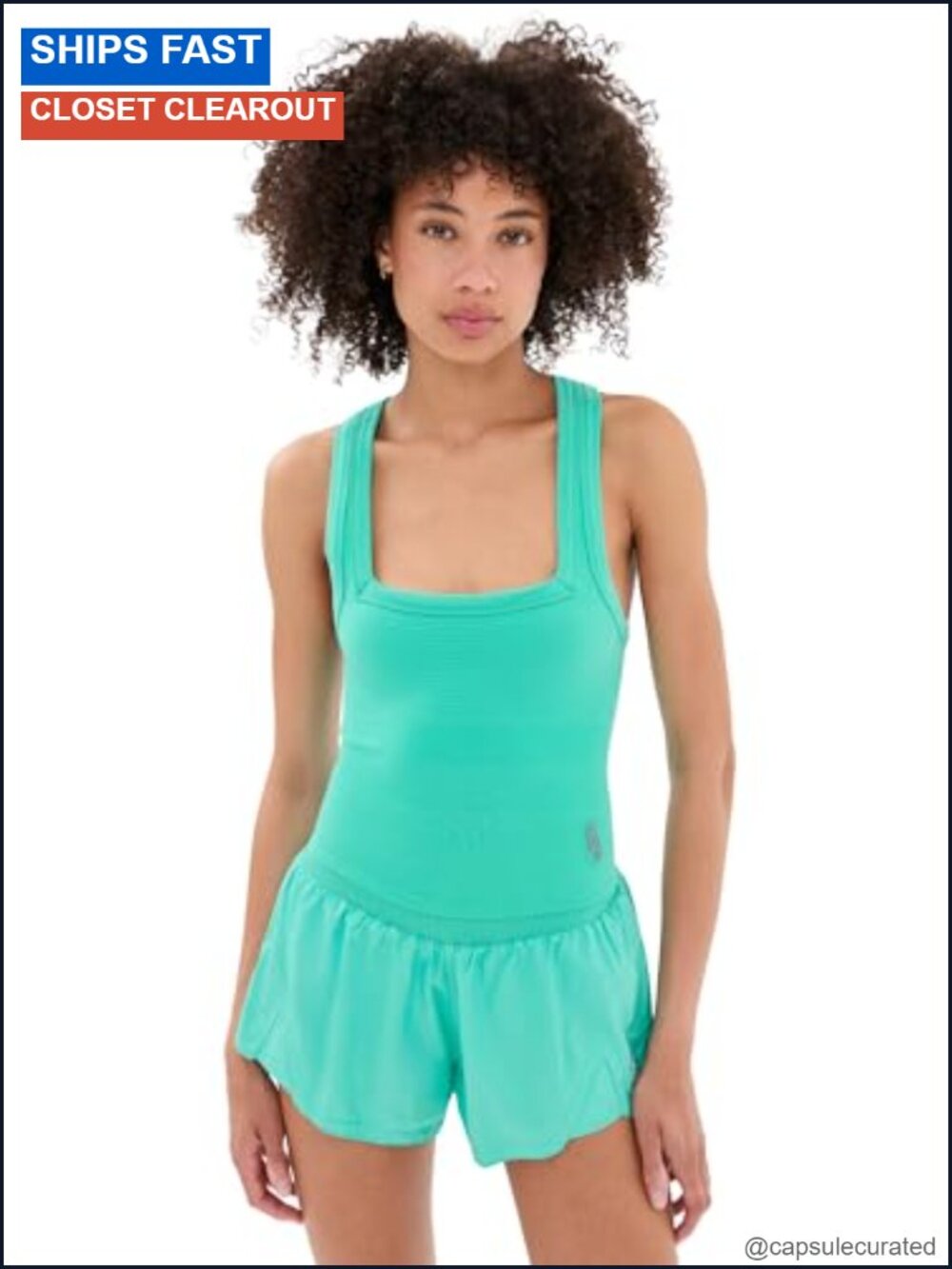 New Heights Tank Top Lightweight Ribbed Jersey Square Neck Sleeveless Camisole